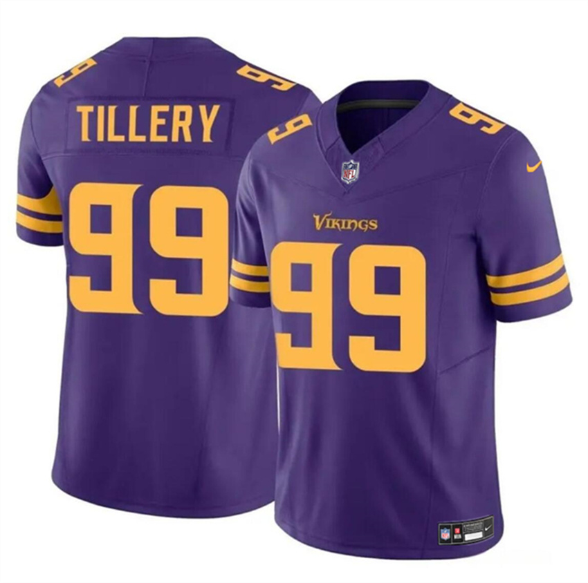 Men's Purple Minnesota Vikings #99 Jerry Tillery 2023 F.U.S.E. Color Rush Untouchable Limited Stitched Jersey